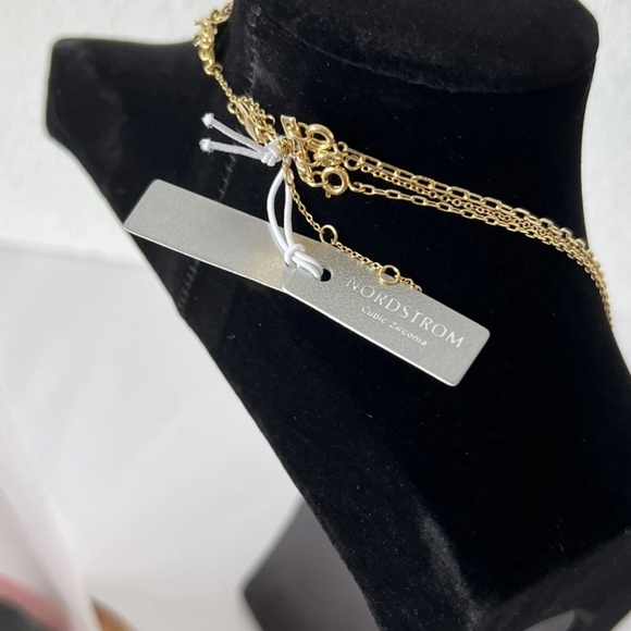 Women's Nordstrom Layered Cubic Zirconia & Chain Collar Necklace new - Picture 6 of 7
